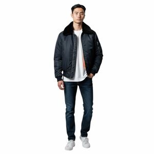 Vintage Sears Aviator Bomber Jacket Faux‎ Fur Collar Quilted Lining - Size Large